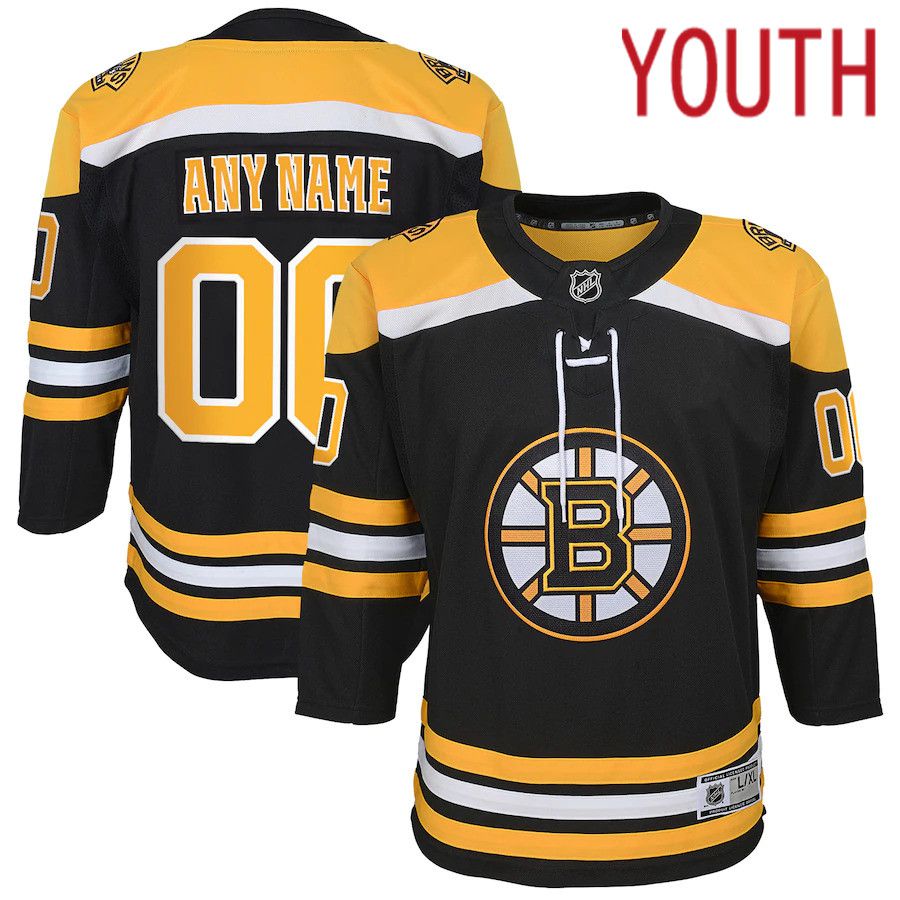 Youth Boston Bruins Black Home Custom Premier NHL Jersey